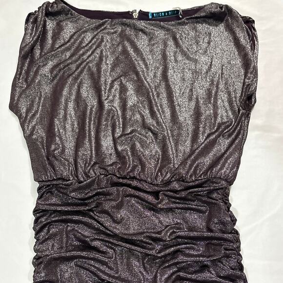 Alice + Olivia Womens 6 Shimmer Sparkly Y2k Party Cocktail Bodycon Dress Ruched - Picture 3 of 9
